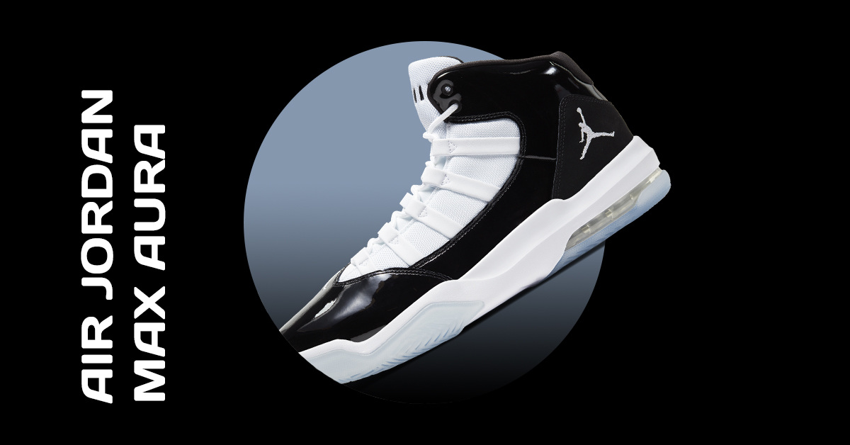 Jordan max aura white metallic store silver black